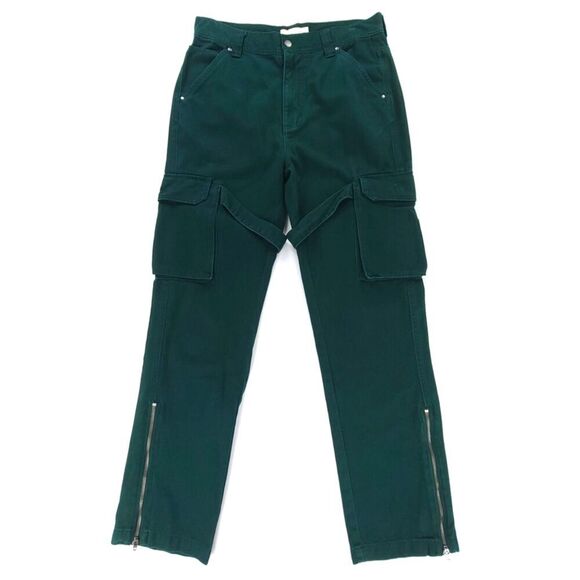 NEW Urban Outfitters Moto Grunge Punk Carpenter Workwear Cargo Pants Dark Green